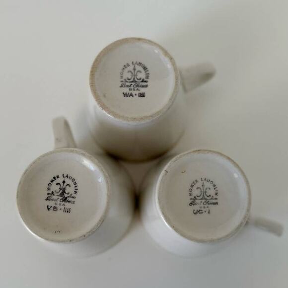 Vintage 1990s Homer Laughlin pattern "Athena" restaurant set of 3 mugs - Picture 10 of 11